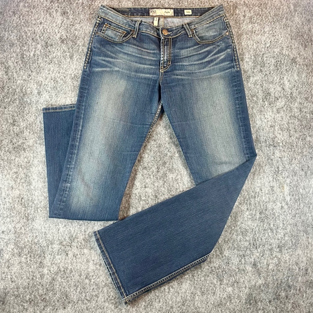 BKE Buckle Kate Bootcut Jeans Womens 32L Tall Medium Wash Distressed Y2K Western